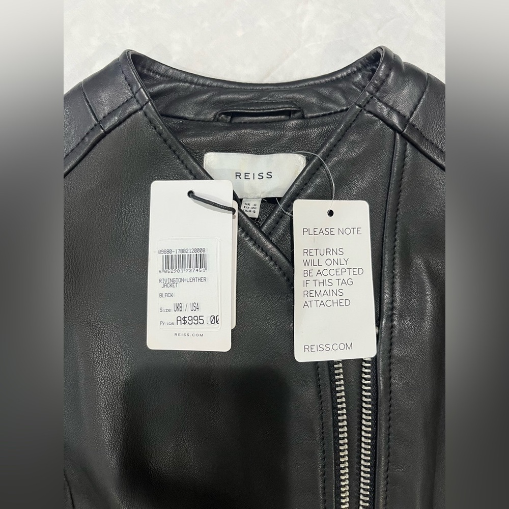 NWT Reiss 100% Lamb Leather Rivington Jacket